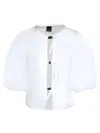 Pinko Poplin Shirt With Puff Sleeves In White