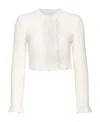 Pinko Ruffle-detail Cropped Tweed Jacket In White
