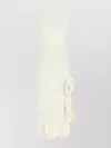 Pinko Ruffle Detail Midi Dress With Scoop Back In Neutral
