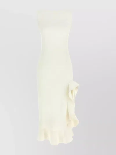PINKO RUFFLE DETAIL MIDI DRESS WITH SCOOP BACK