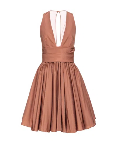 Pinko Ruffle-hem V-neck Minidress In Pink