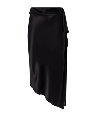 Pinko Ruffled Asymmetric Skirt In Black