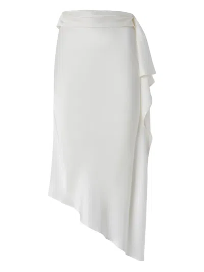 Pinko Ruffled Asymmetric Skirt In White