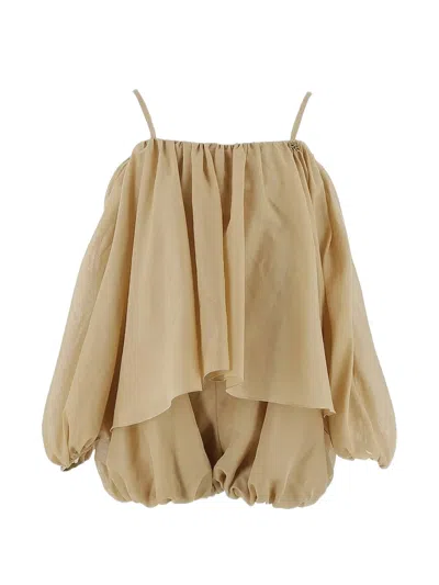 Pinko Kids' Ruffled Blouse In Brown