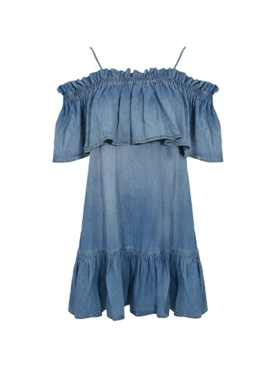 Pinko Ruffled Dress In Blue