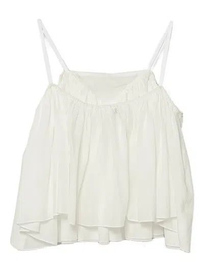 Pinko Kids' Ruffled Embroidered Top In White