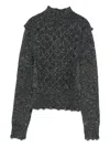 Pinko Textured Knit Sweater With High Neckline In Gray