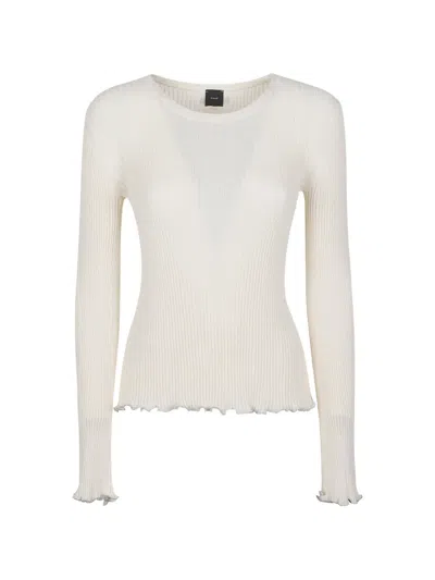 Pinko Beige Marinara Lace-textured Wool-blend Blouse In Multi