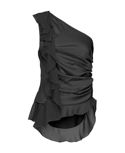 PINKO PINKO ONE-SHOULDER RUFFLE DETAILED TOP