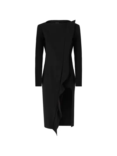 Pinko Ruffled Open-back Dress In Black