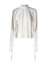 Pinko Flowing Blouse In Silk Blend In Bianco Gelato/vaniglia