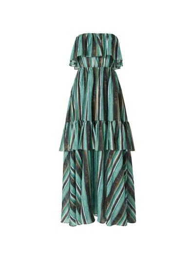 Pinko Ruffled Striped Dress In Multi