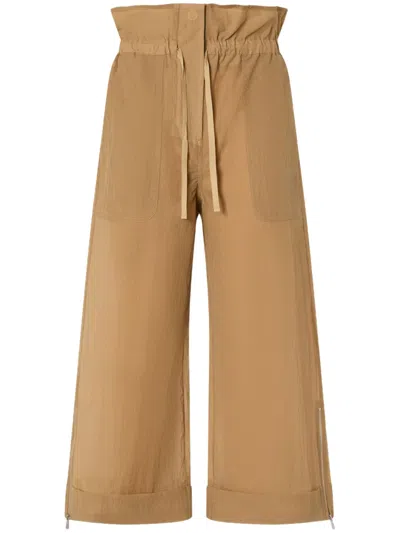 Pinko Ruffled-waist Trousers In Brown