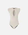 Pinko Run-resistant Bodysuit With Cut-out Detail In Gray