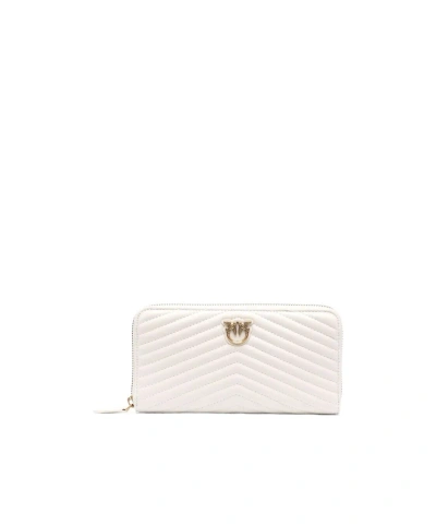 Pinko Ryder Logo Plaque Zipped Wallet In White