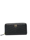 Pinko Chevron-quilted Zipped Purse In Black