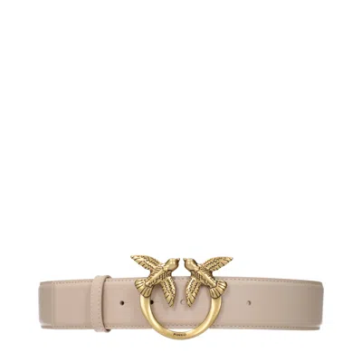 Pinko Women's Belt Leather Beige In Neutral