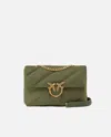 Pinko Love Bag Crossbody Bag In Quilted Recycled Fabric In Scricciolo-antique Gold