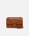 Pinko Love Bag Quilted Crossbody Bag With Chevron Motif And Logo In Crude Brick-antique Gold