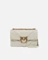 Pinko Love Bag Quilted Crossbody Bag With Chevron Motif And Logo In White+white-antique Gold