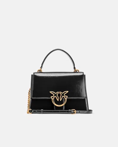Pinko Love Bag Glossy Handbag With Handle And Shoulder Strap