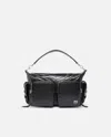 Pinko Medium Leather Cargo Bag With Pockets In Black