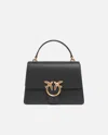 Pinko Medium Love Bag Top Handle Light Handbag In Grained Leather In Black
