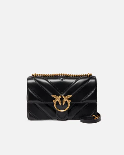 Pinko Love Bag One Light Medium Handbag In Chevron Nappa Leather In Multi