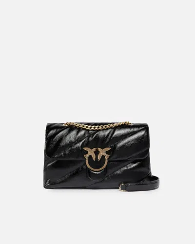 Pinko Sac Love Bag Puff À Bandoulière Matelassé En Cuir Verni  Galleria In Nero-light Gold