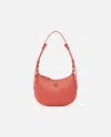 Pinko Half Moon Baby Leather Shoulder Bag In Coral. Speziato-antique Gold