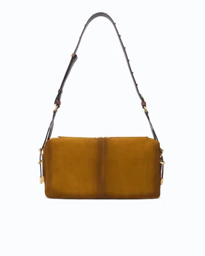 Pinko Keeper Bag Medium Shoulder Bag In Spray-effect Suede In Brown