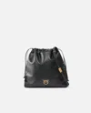 Pinko Leather Mini Slouchy Bag With Love Birds Logo In Black
