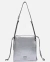 Pinko Metallic-leather Drawstring Shoulder Bag