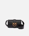 Pinko Mini Love Bag Soft Shoulder Bag In Leather In Black-antique Gold