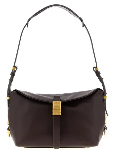 Pinko Saddle Baguette Small Shoulder Bag In Burgundy