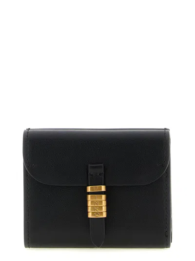 Pinko Saddle Calf Leather Wallet In Black