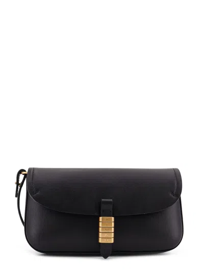 Pinko Saddle Flat Leather Crossbody Bag In Black