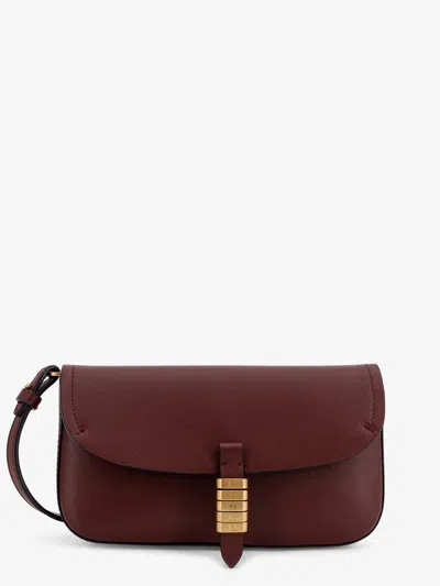 Pinko Saddle Flat Leather Crossbody Bag In Red