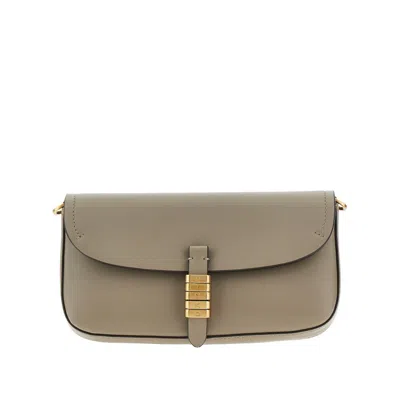 Pinko 'saddle Flat' Leather Pouch In Gray