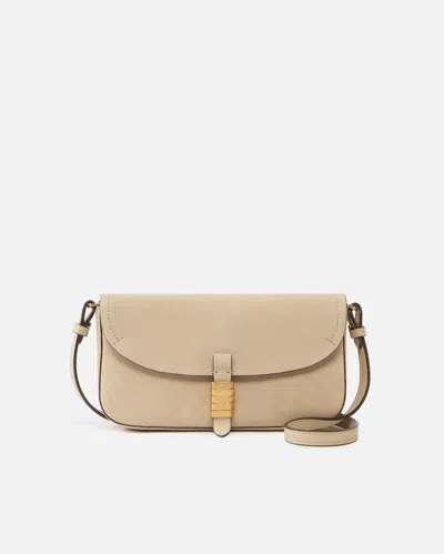 Pinko - Saddle Flat Medium Shoulder Bag In Suede In Sand