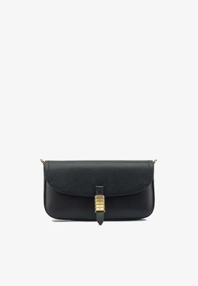 Pinko Saddle Leather Shoulder Bag In Black