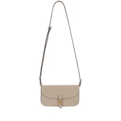 Pinko Saddle Leather Shoulder Bag In Gray