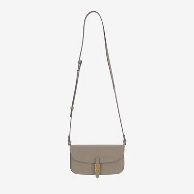 Pinko Saddle Leather Shoulder Bag In Gray