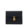 Pinko Saddle Black Wallet With Logo Detail On The Front In Leather Woman In Black