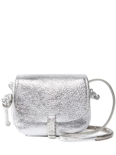 Pinko Saddle Micro Bag In Silver-brushed Silver