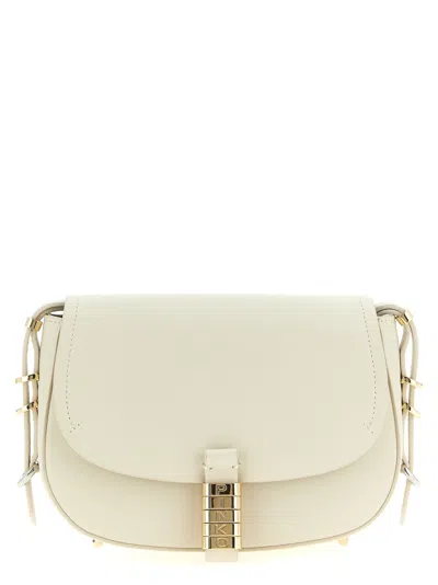Pinko 'saddle Mini' Crossbody Bag In White