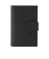 Pinko Saffiano Leather Passport Holder With Birds Logo In Black