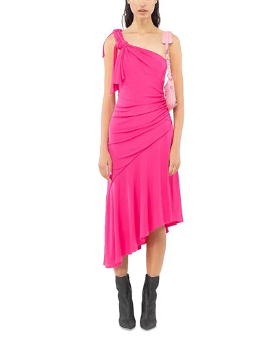 Pinko One-shoulder Dress With Flounce In Betterave Cl.
