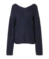 Pinko Herringbone-pattern V-neck Jumper In Blue