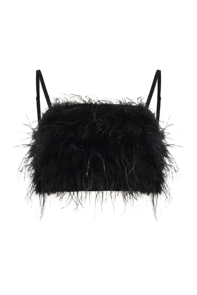 Pinko Salagiochi Feather Detail Top In Black
